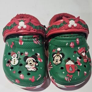 Disney Christmas Crocs - Green and Red. With Mickey on them 6 in little kids